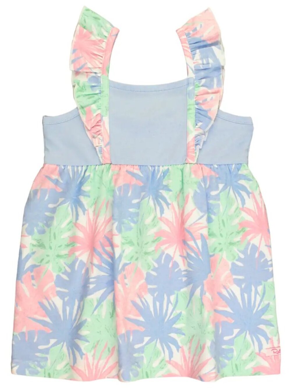 Ruffle Butts Pastel Palms Ruffle Strap Mixed Print Toddler Dress - 18-24 Months